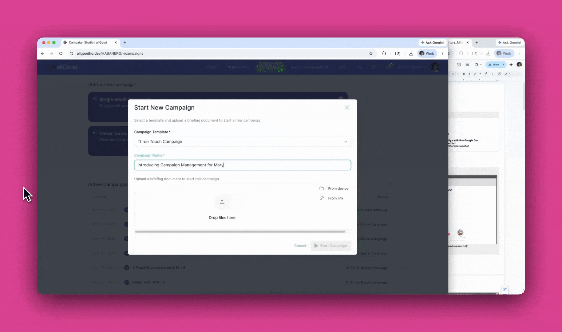 Mary running an end-to-end campaign — from brief to live in 15 minutes